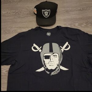 Raiders Bundle 2X T-shirt Black new with tags and Hat